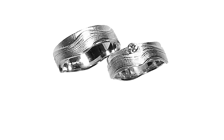 45161+45162-wedding rings, white gold 750 with brillant
